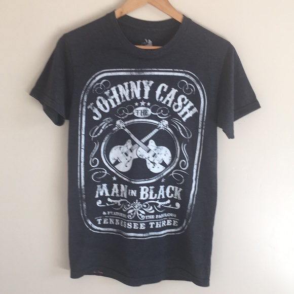 Zion Rootswear Tops - Zion | Johnny Cash Man in Black Band Tee, Small